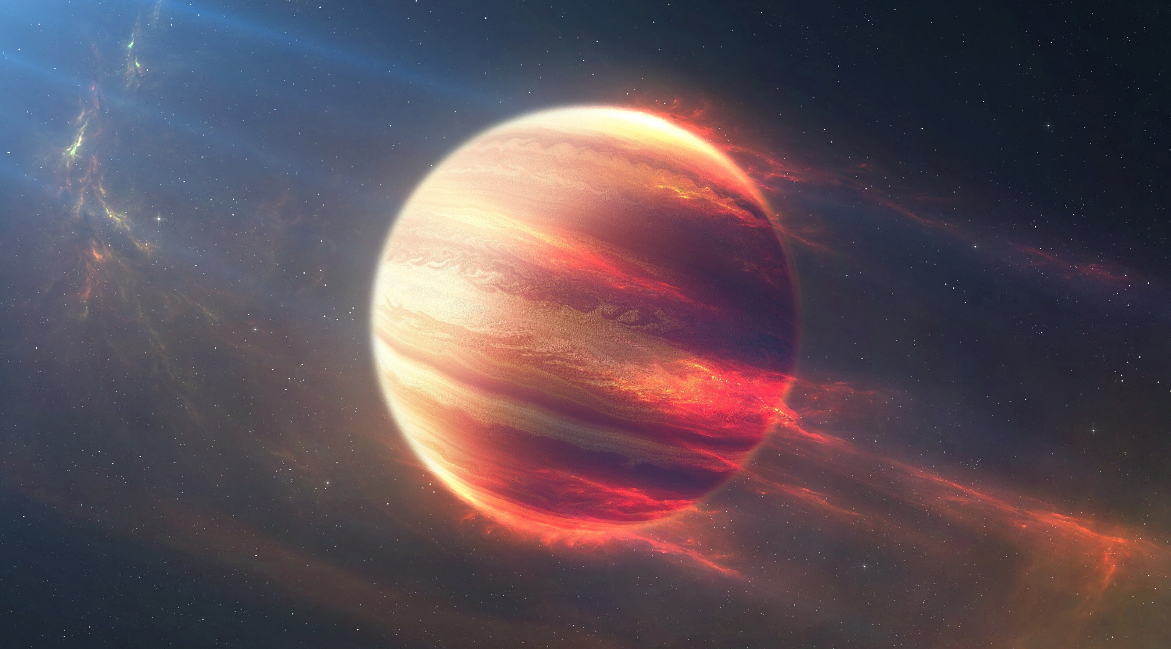 3840x2130 space fire planet 4k wallpaper pc desktop