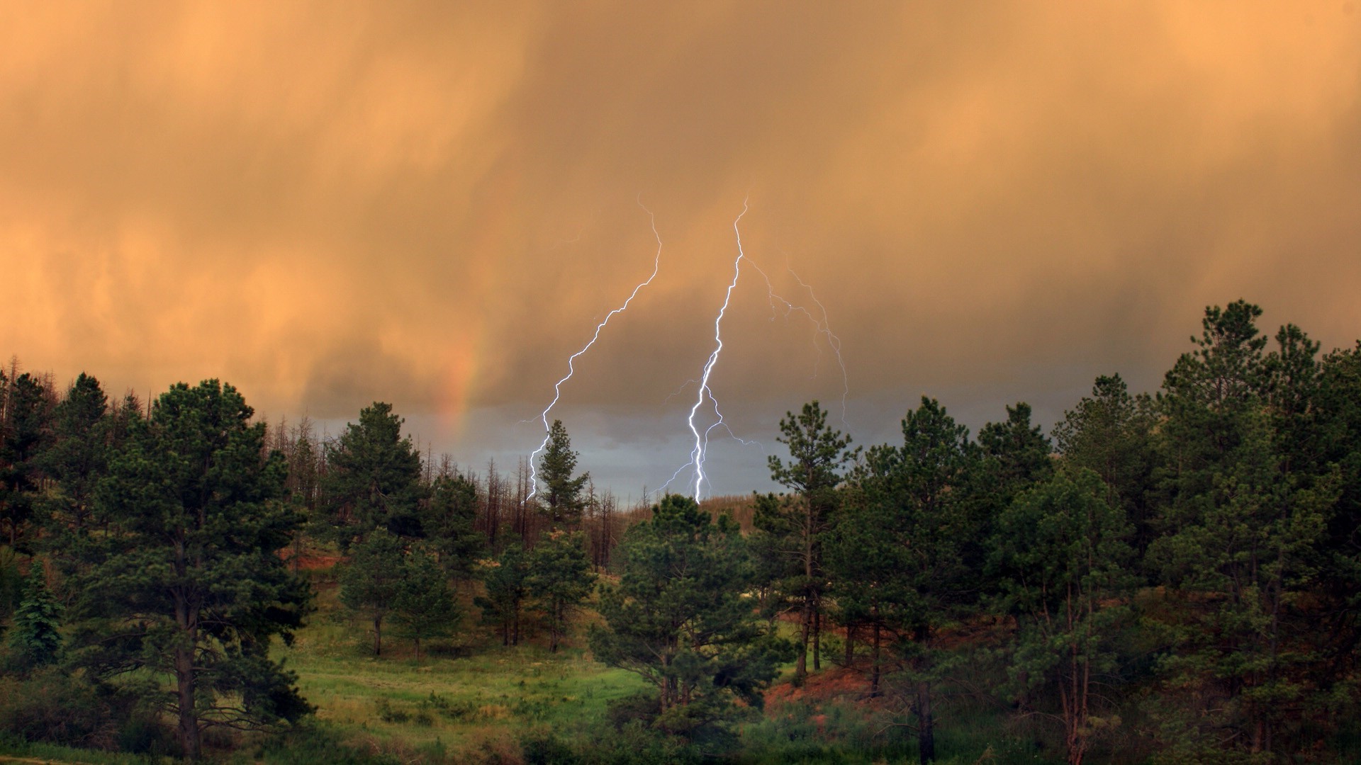 1920x1080 clouds landscape nature sky lightning rainbows wallpaper JPG 347 kB