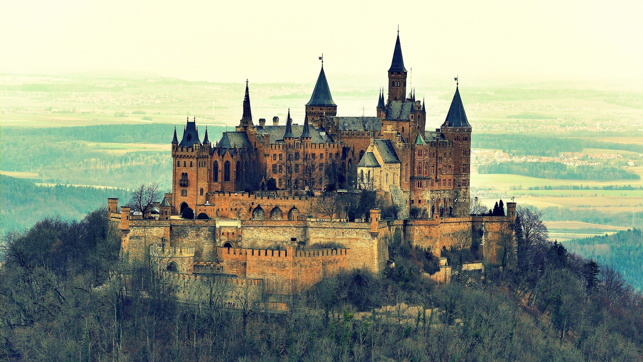 nature trees forest architecture castle germany tower hill landscape walls house villages old building europe wallpaper