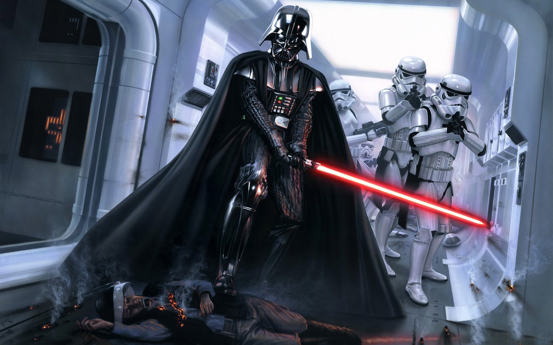 darth vader star wars lightsaber stormtrooper wallpaper