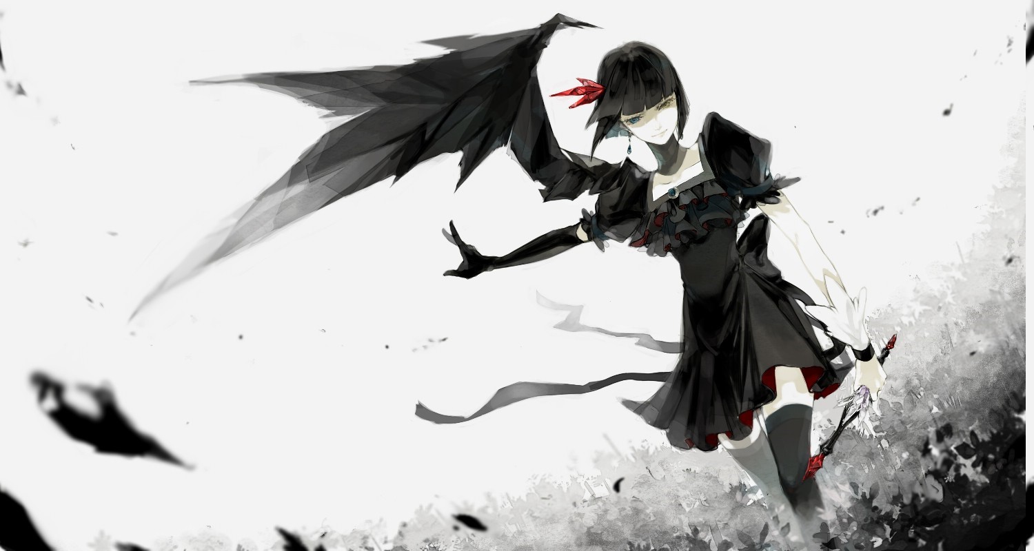 wings anime girls anime thigh highs dark hair blue eyes dress short hair precure dark precure wallpaper