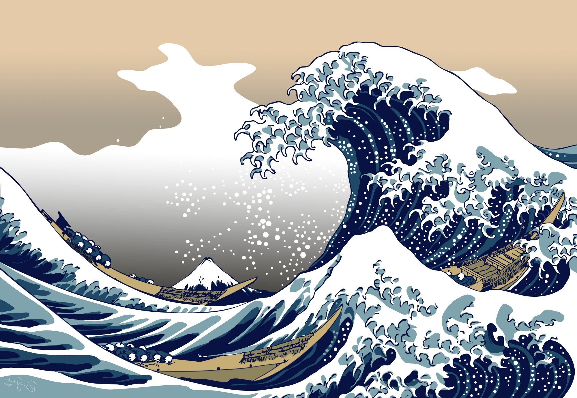 nature blue the great wave off kanagawa wallpaper