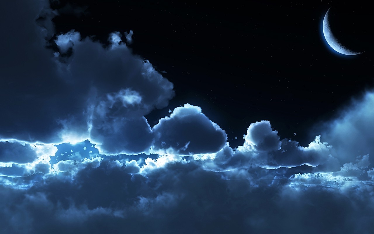 moon night stars clouds wallpaper