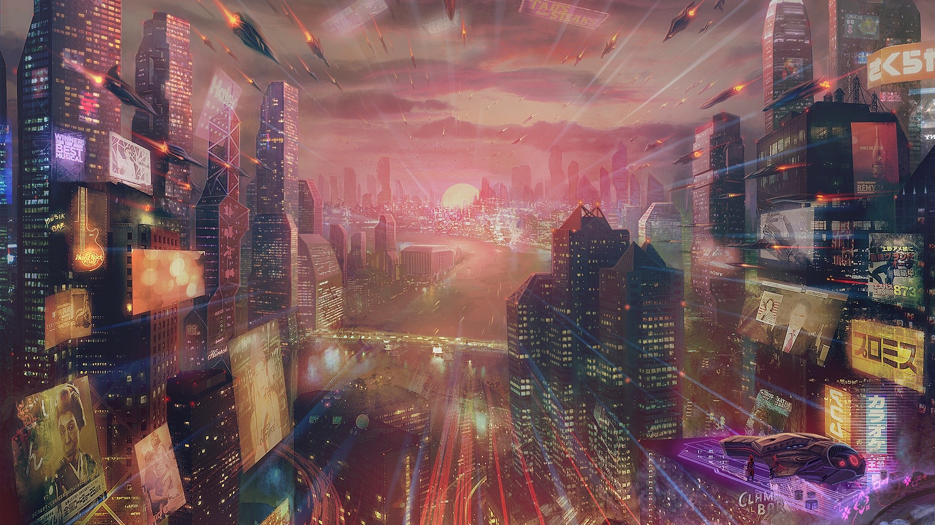 1920x1079 artwork futuristic city wallpaper