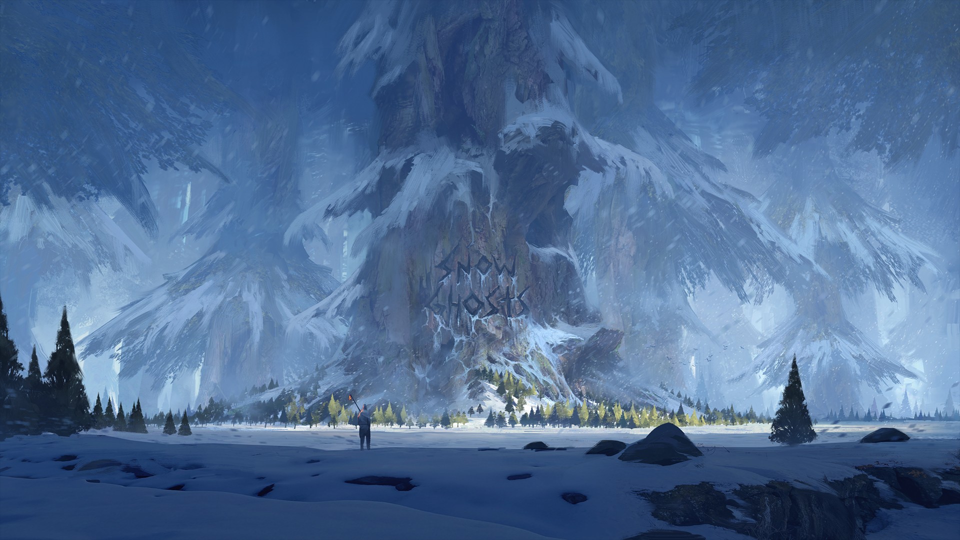 1920x1080 snow trees winter ghost forest fan art fantasy art wallpaper JPG 398 kB