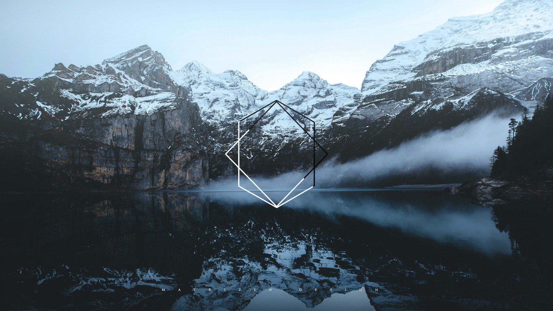 1920x1080 mountains water photography digital art geometry polyscape wallpaper JPG 377 kB