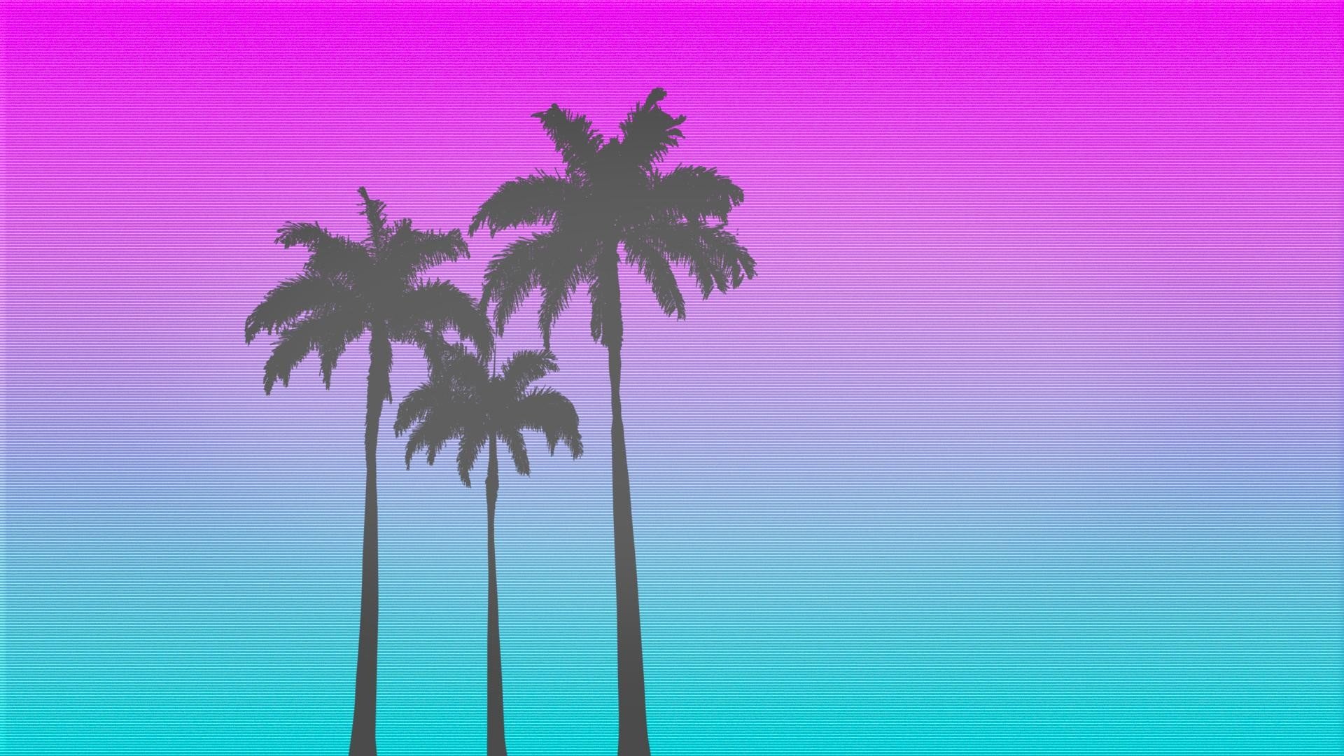 1920x1080 retro style 1980s palm trees wallpaper JPG 468 kB