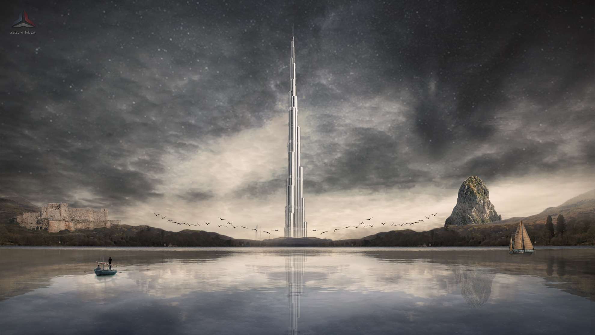 burj dubai, dubai, nature,  , ,  wallpaper