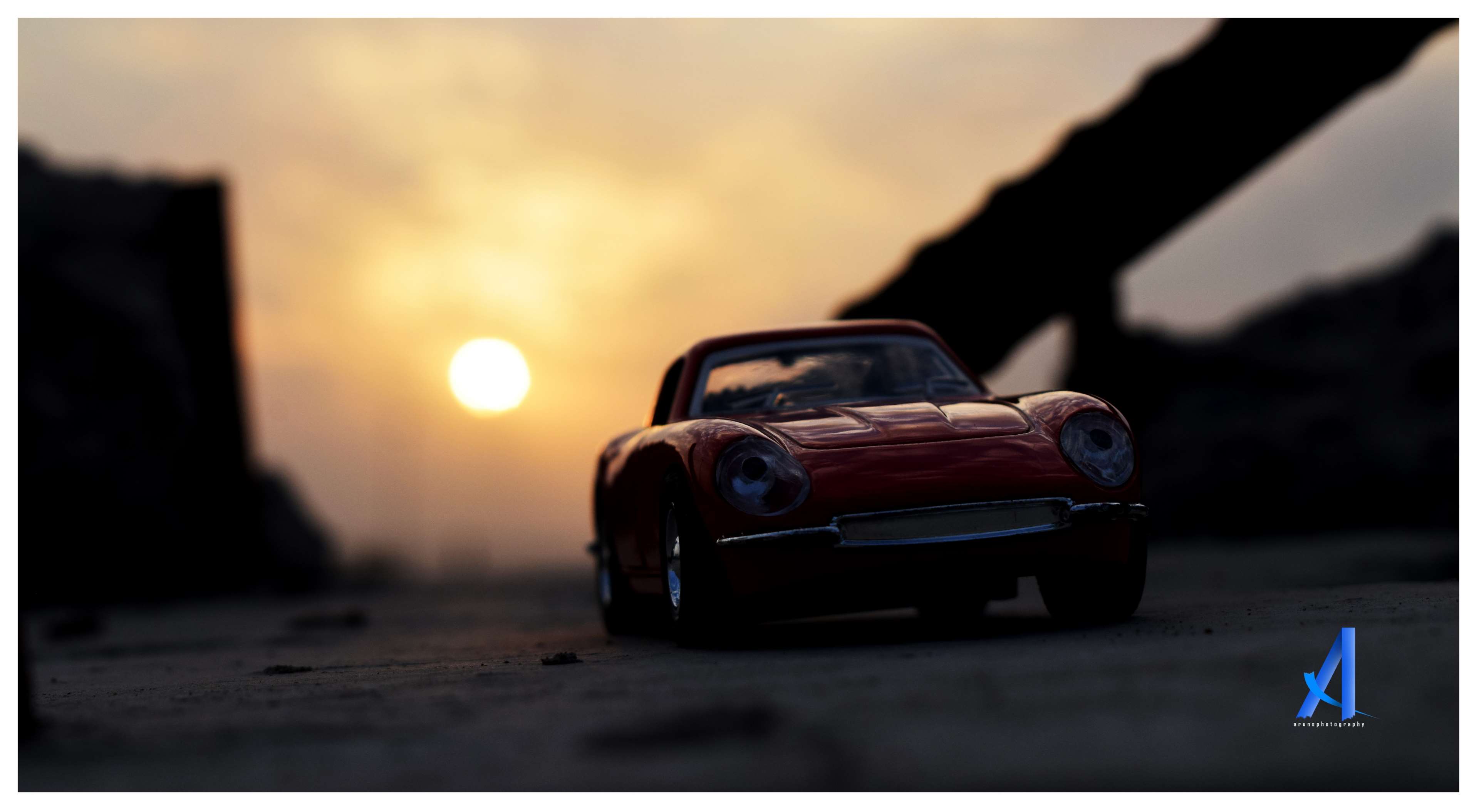 arunsphotography, diecast cars, diecast photography, red car, sun set, sunset, toy car, vintage car 4k wallpaper