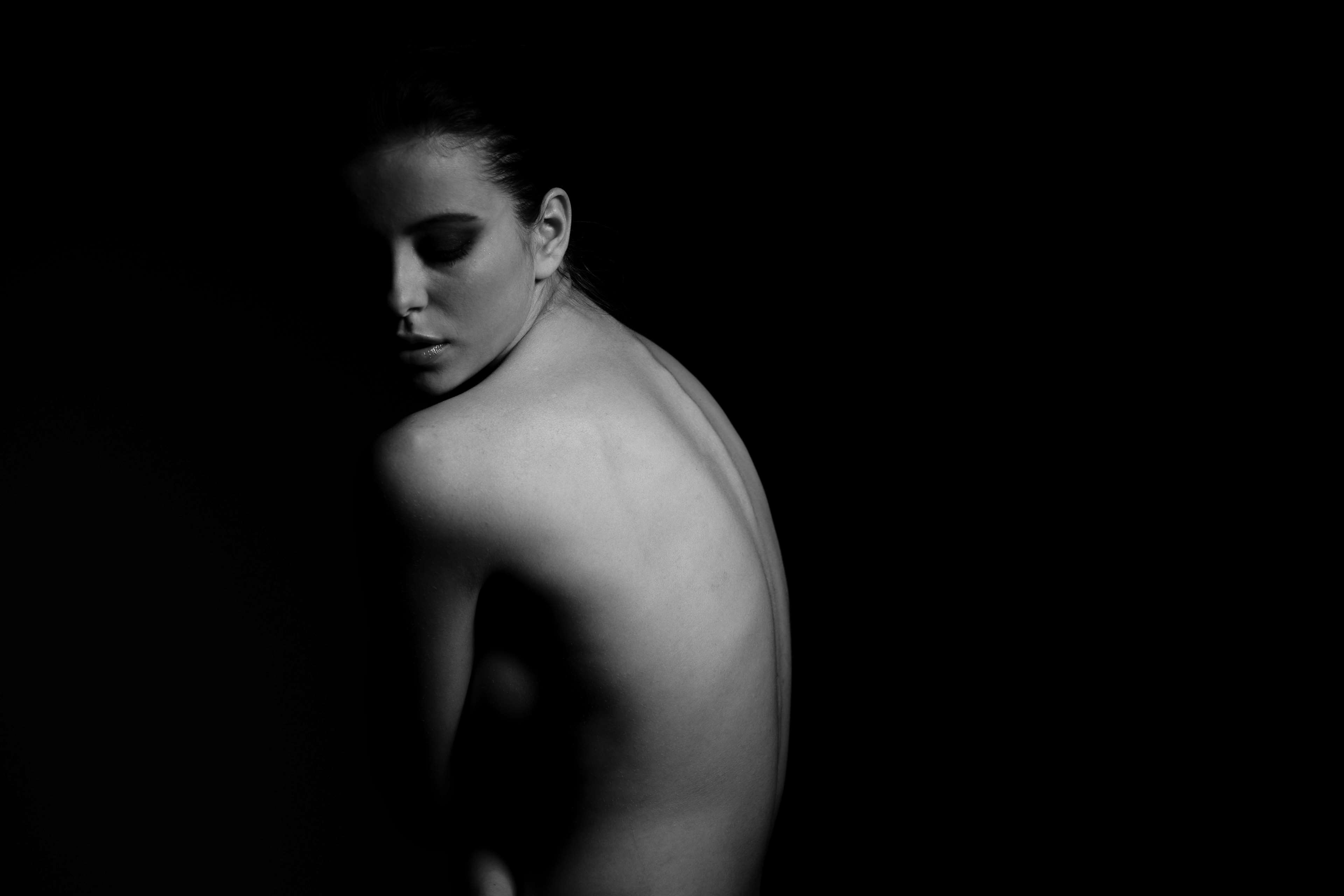 adult, back, black and white, body, dark, eye, face, female, girl, human, lady, naked, nude, person, woman, royalty free images 4k wallpaper