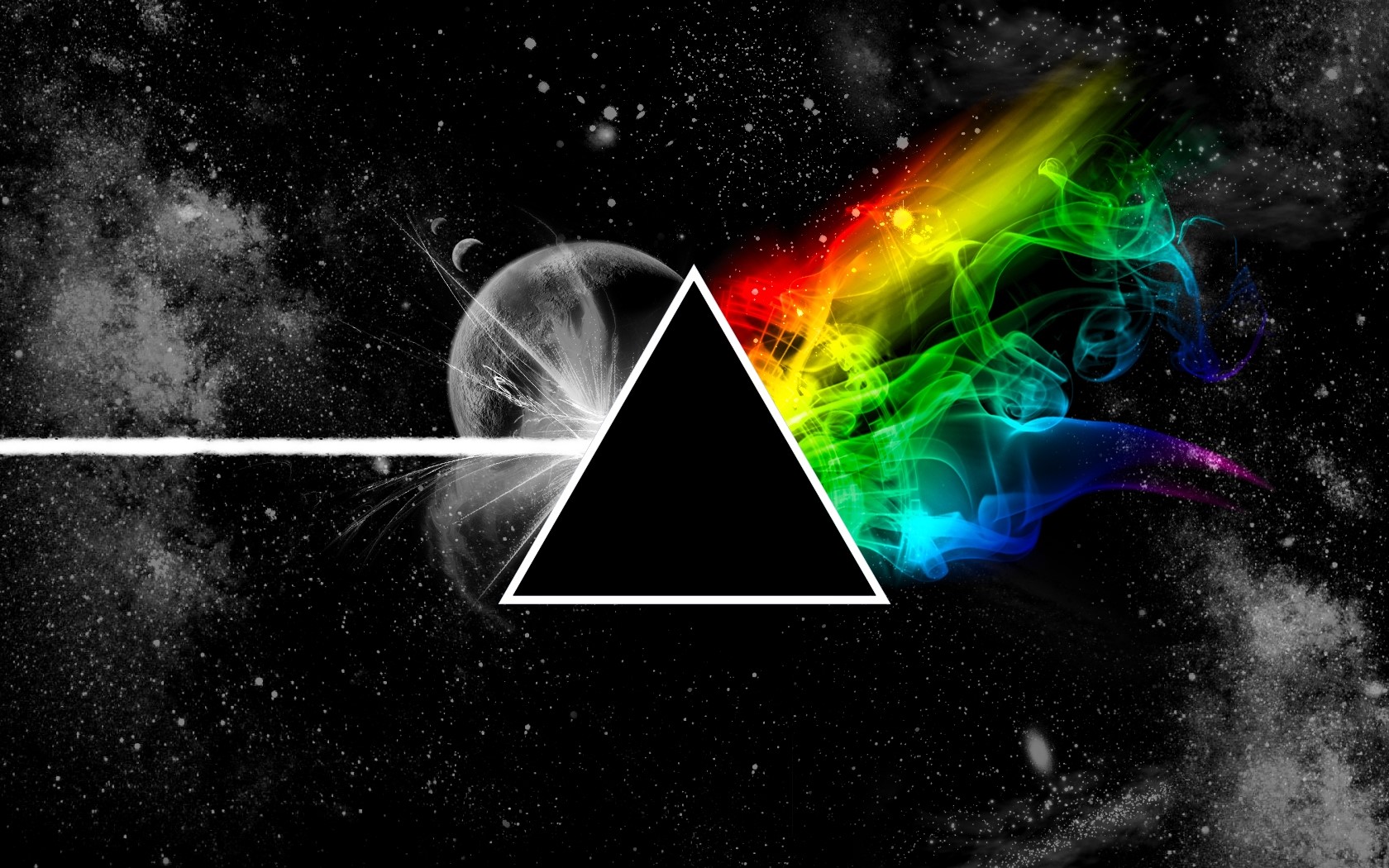 1680x1050 Pink floyd, Triangle, Space, Planet, Colors wallpaper JPG 
