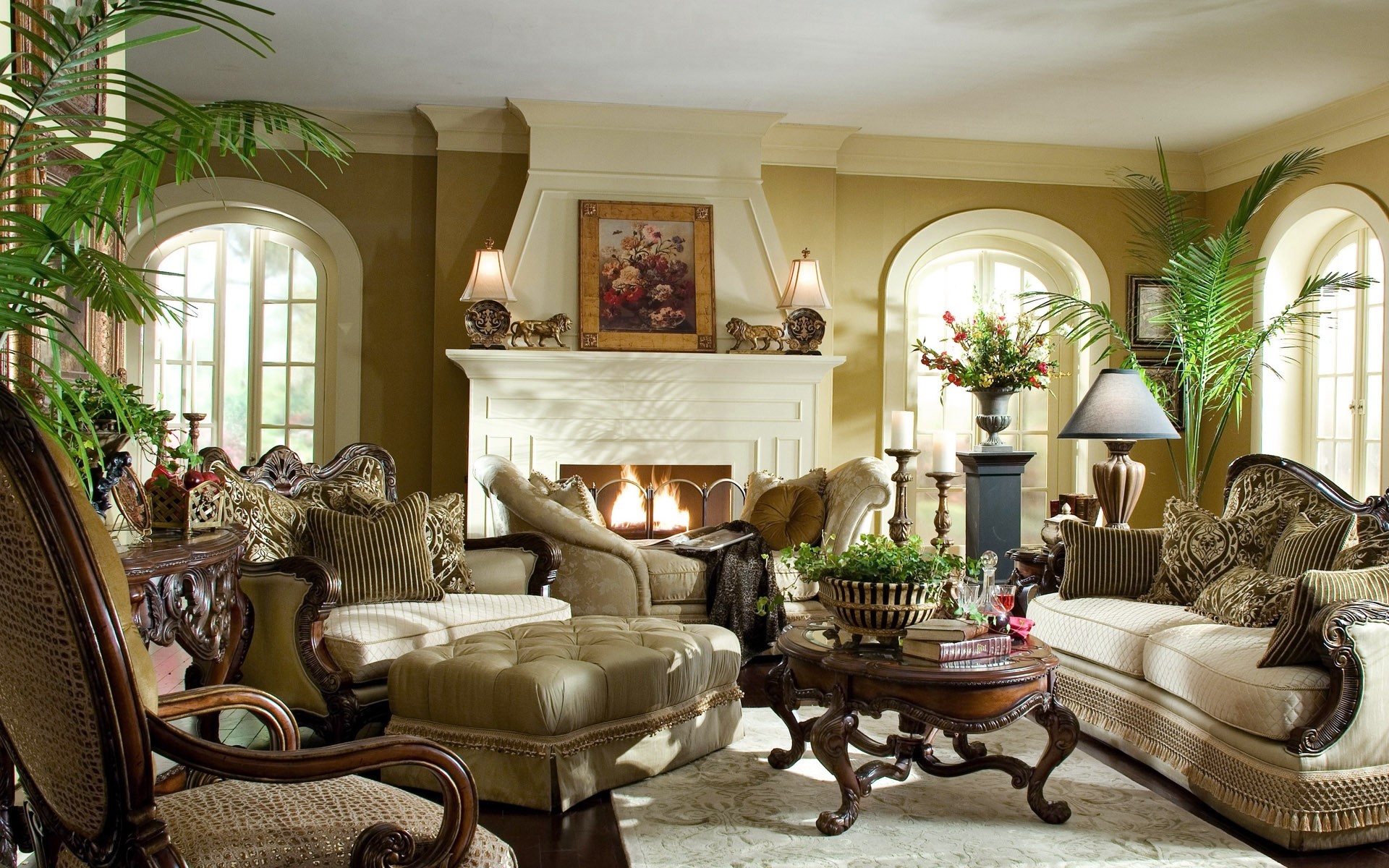 Living room, Furniture, Antique, Beautiful, Interior wallpaper