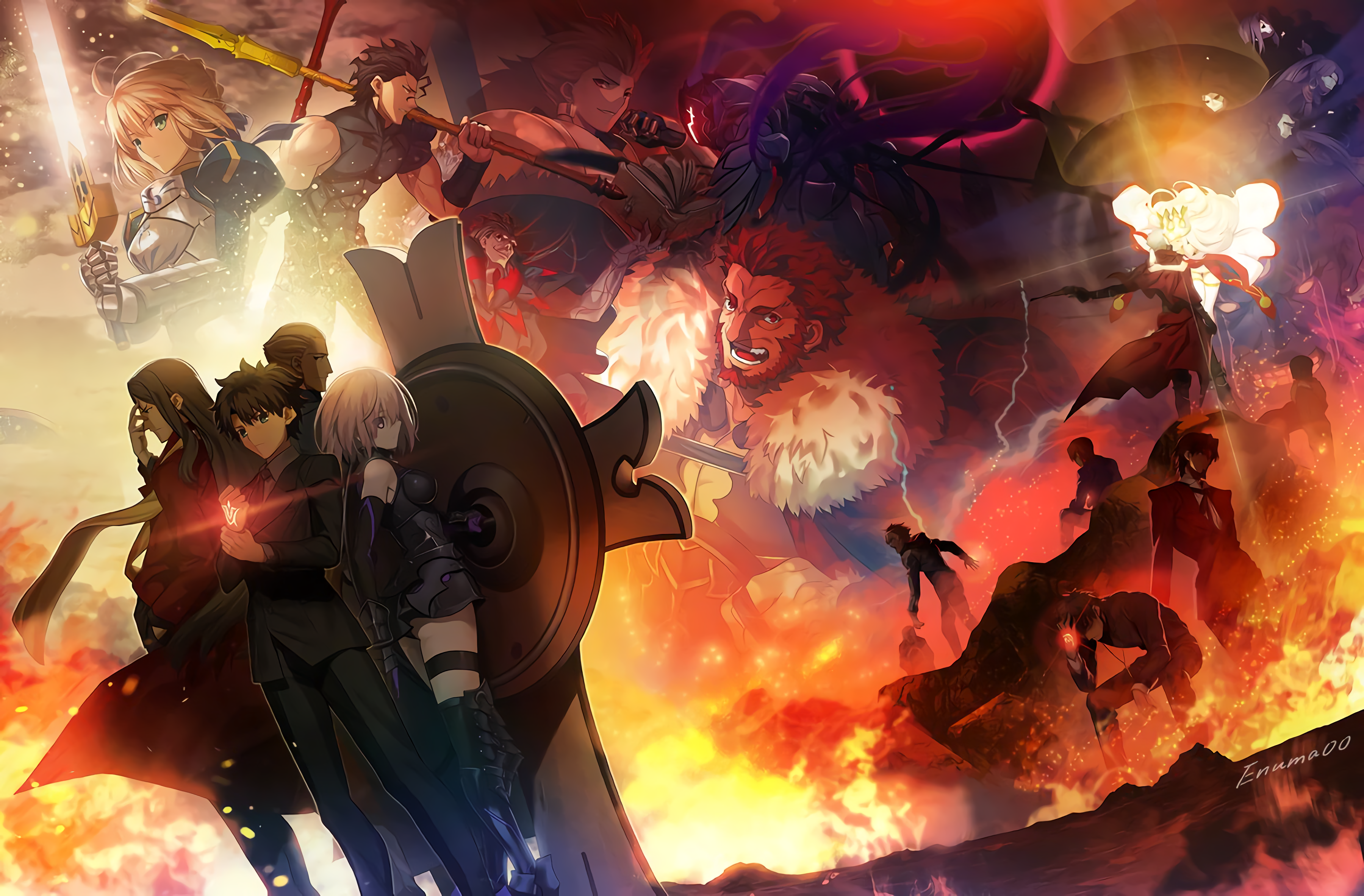 Berserker (Fate/Zero), Saber (Fate Series), Ritsuka Fujimaru, Kirei Kotomine, Assassin (Fate/Zero), Tokiomi Tohsaka, Caster (Fate/Zero), Mashu Kyrielight, Rider (Fate/Zero), Gilgamesh (Fate Series), Irisviel Von Einzbern, Fate/Grand Order wallpaper and ba