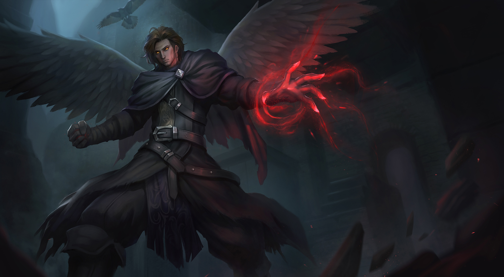 Angel, Man, Magic, Dark wallpaper