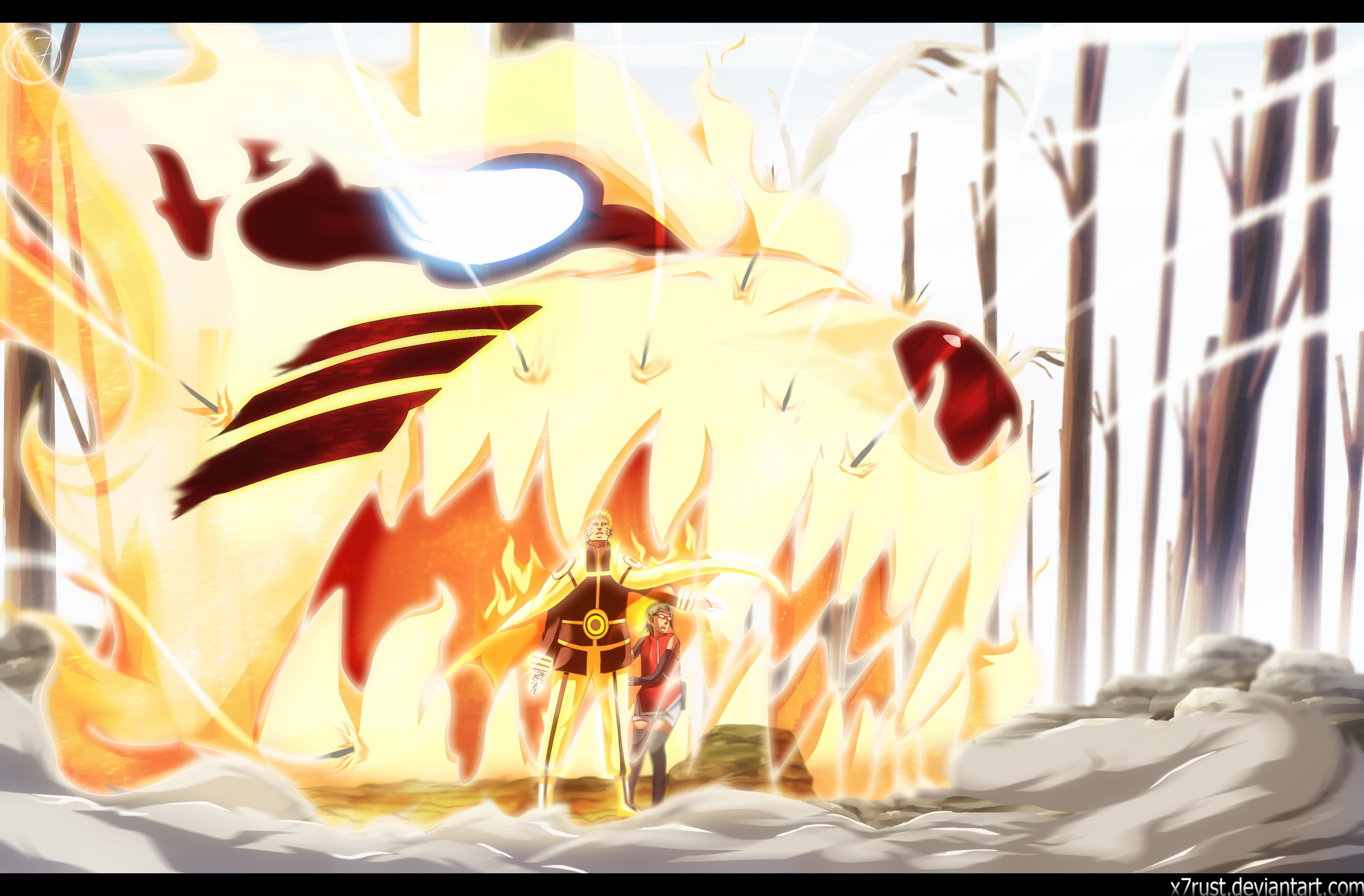 Kurama (Naruto), Anime, Sarada Uchiha, Naruto Uzumaki wallpaper