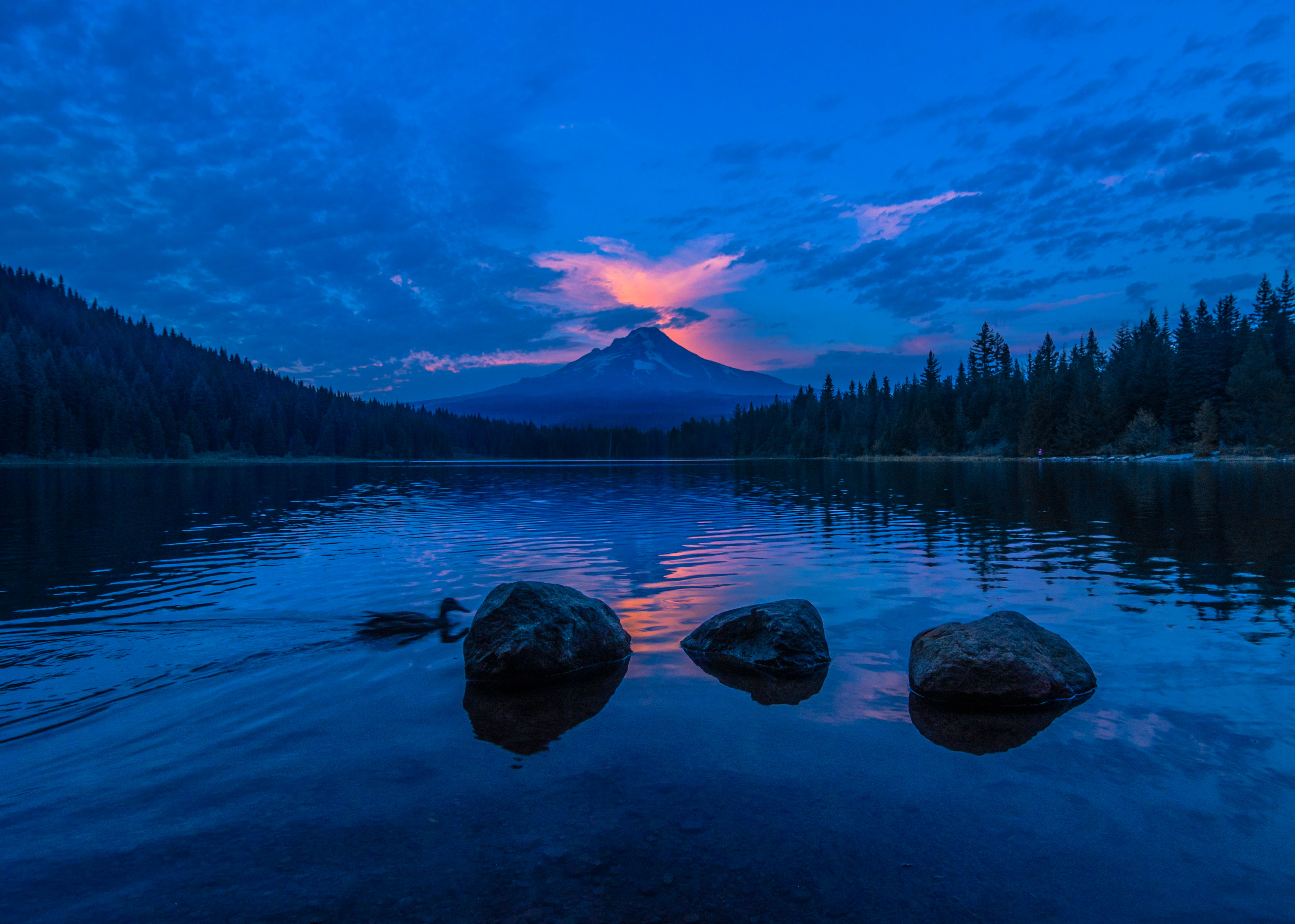 lake, sky, sunset, nature, hd, 4k