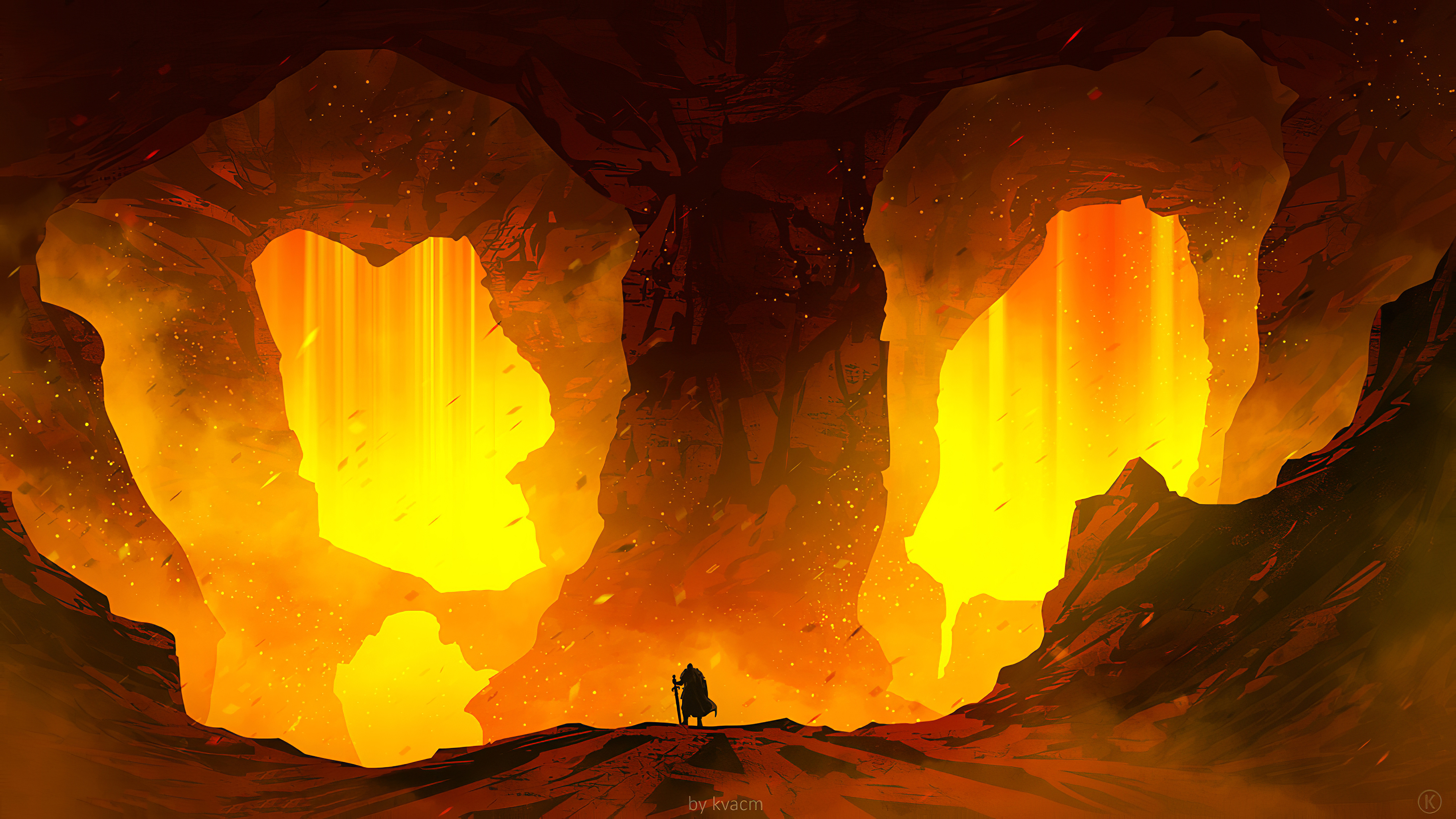 hell, fire, artist, artwork, digital art, hd, 4k, artstation