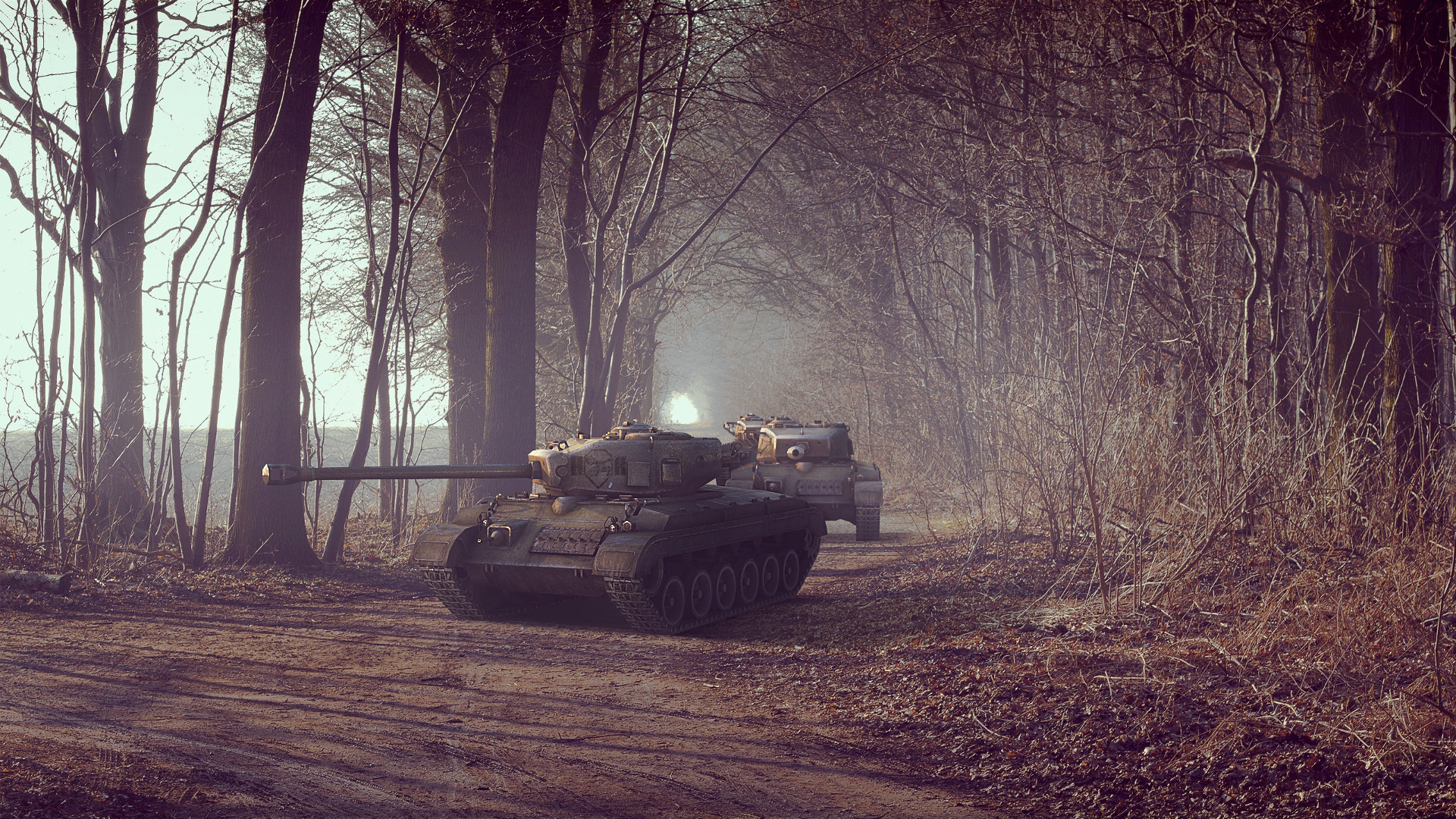 1920x1080 trees, alley, tanks, medium tank, t32, road