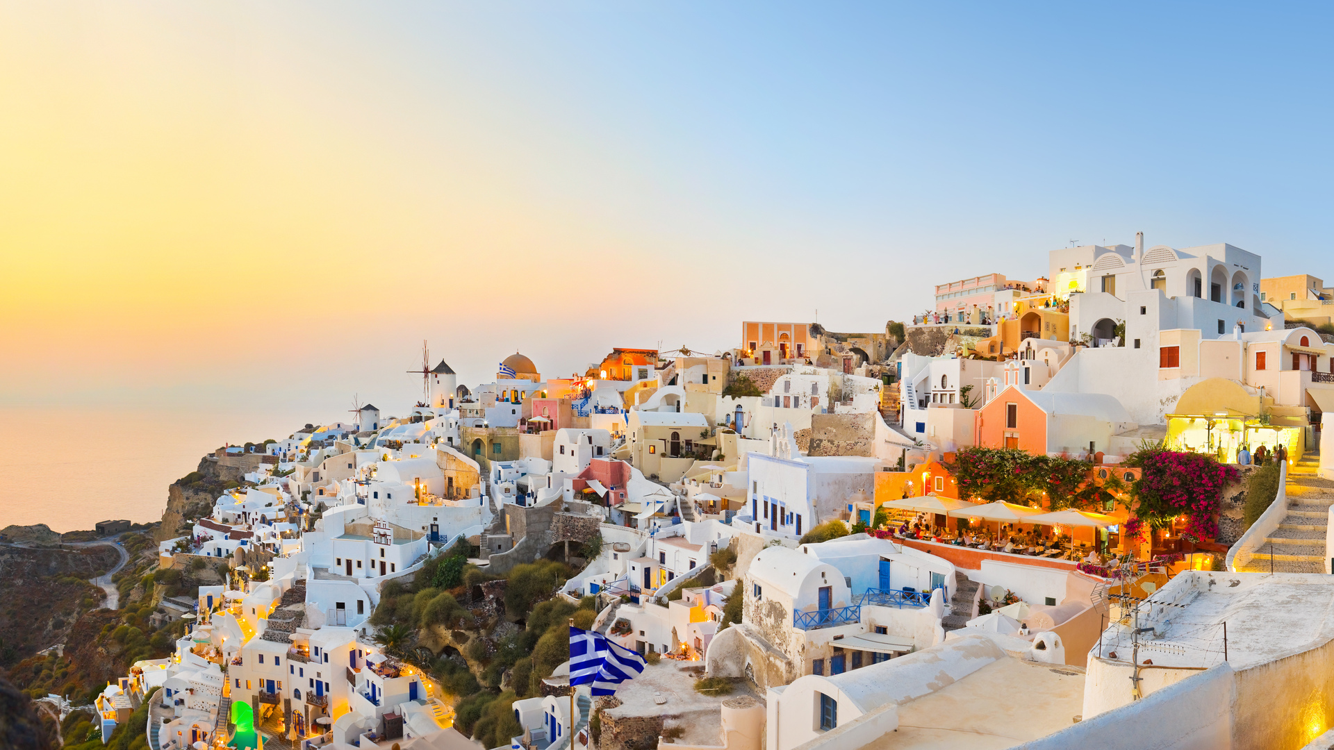 1920x1080 nature, sea, greece, houses, santorini, landscape