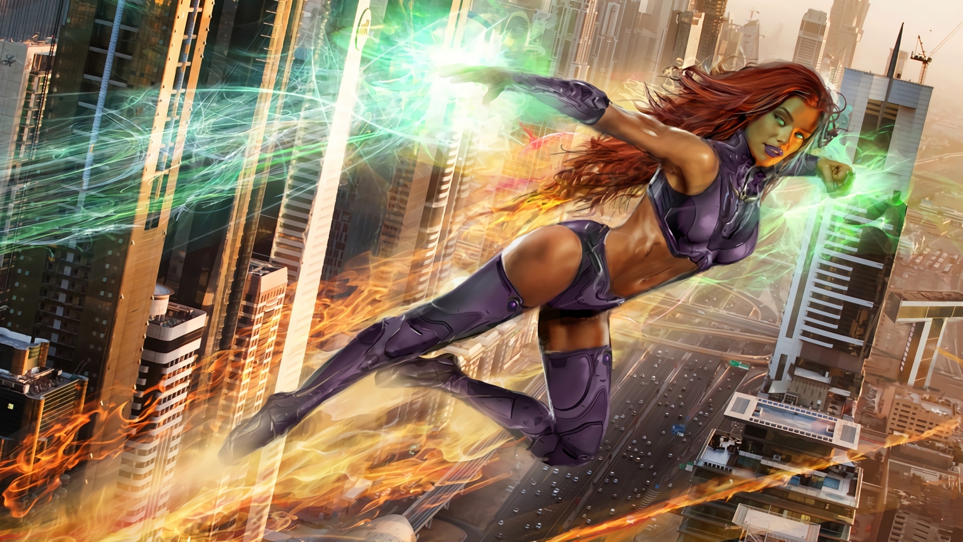 fantasy, starfire, girl, redhead, game, comics, teen titans